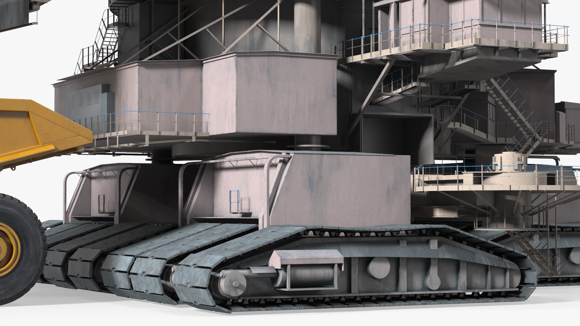 3D Mining Multi Bucket Wheel Excavator with Heavy Duty Dump Truck Liebherr Rigged model
