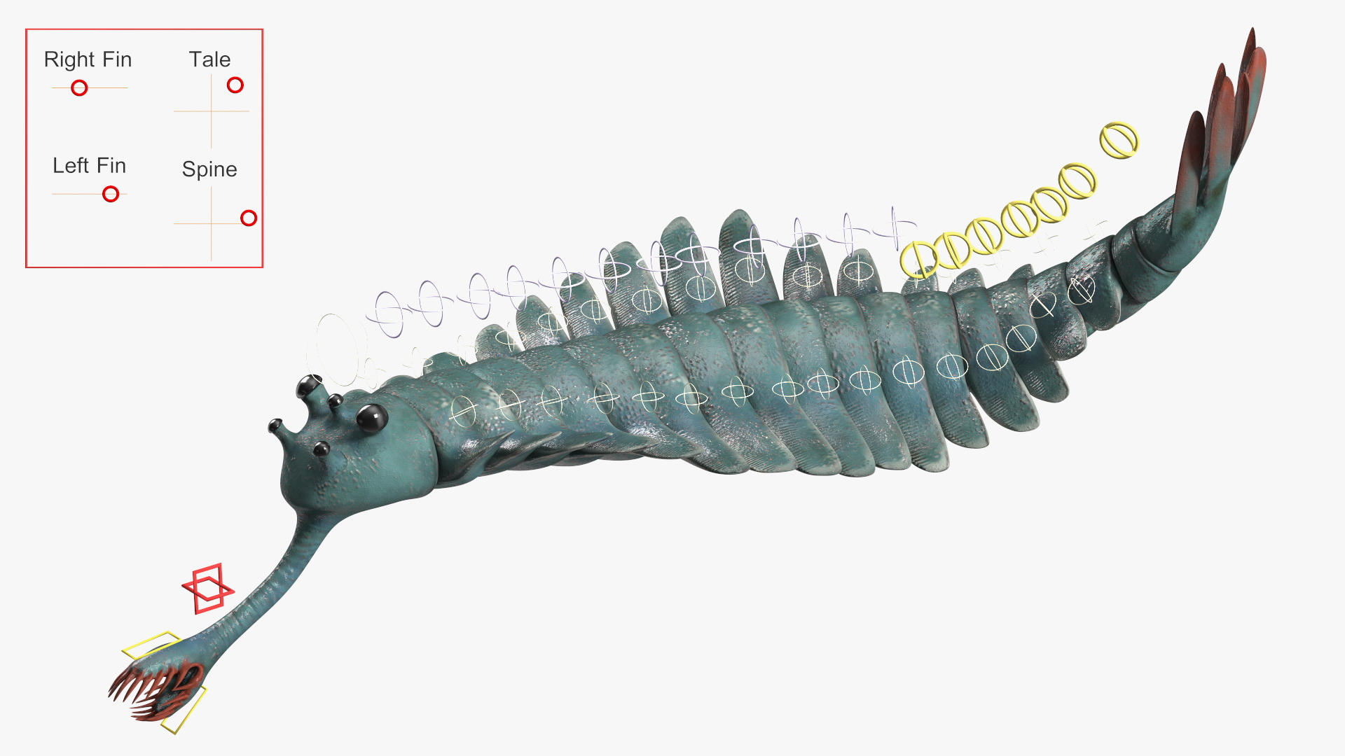 3D Green Opabinia Rigged