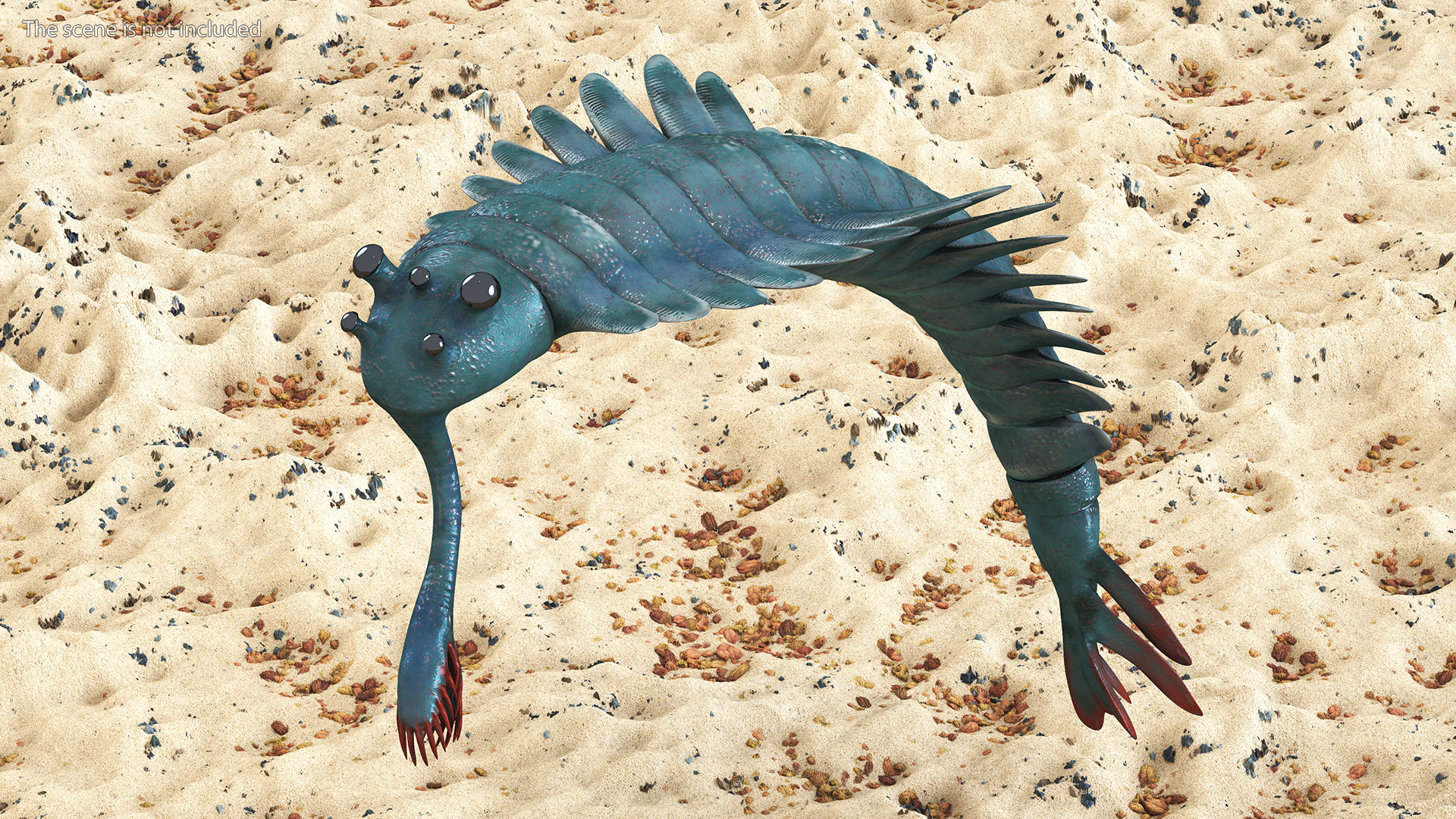 3D Green Opabinia Rigged