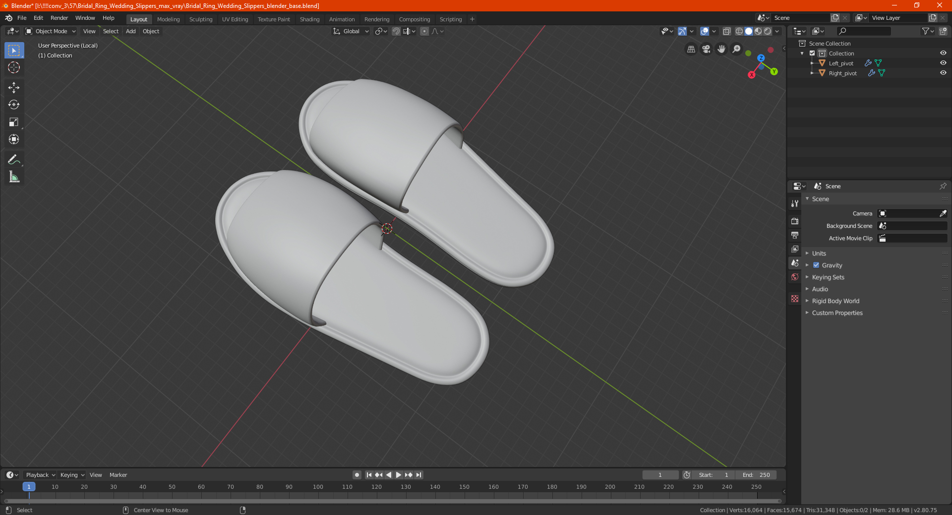 3D Glamour Grace Bride Slippers model