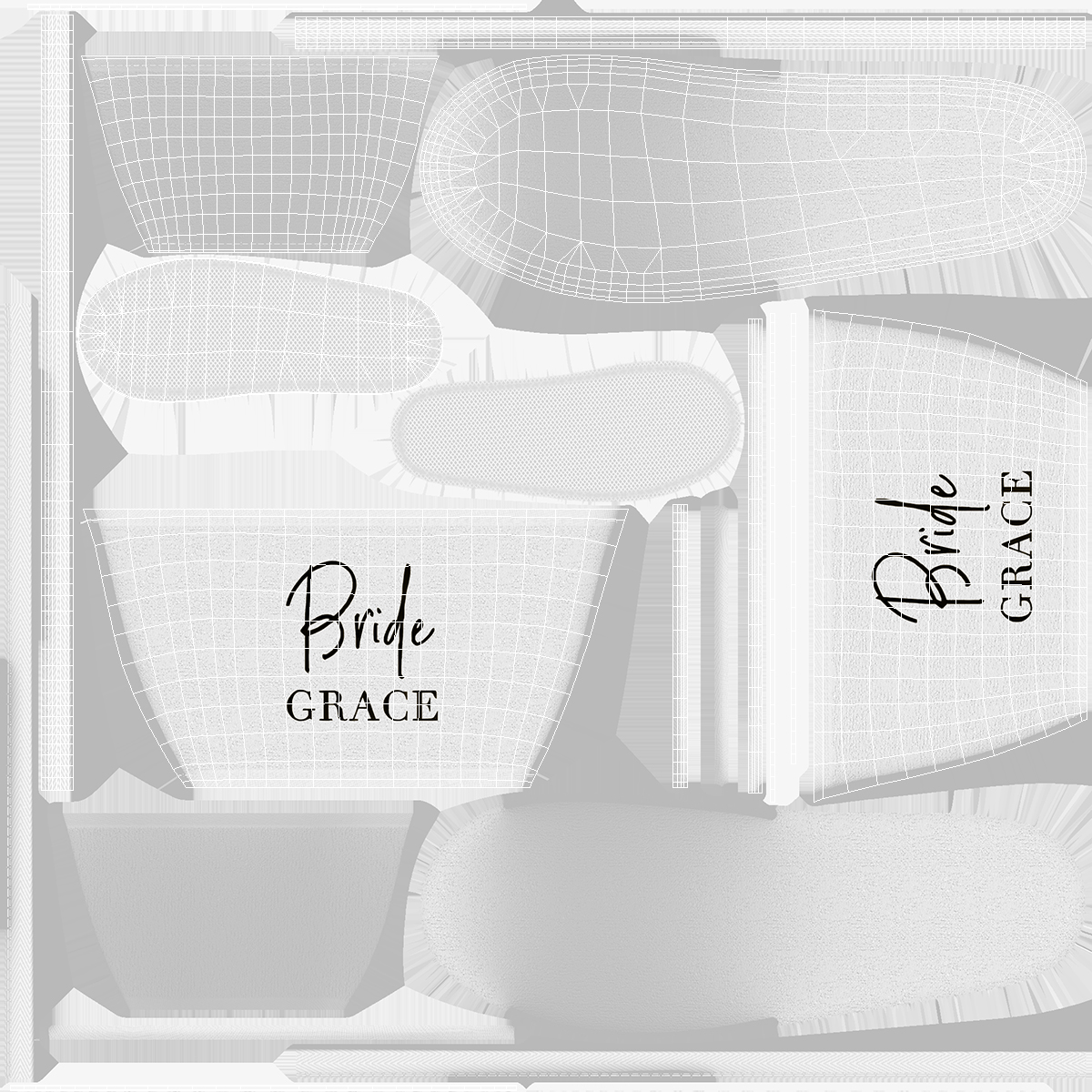 3D Glamour Grace Bride Slippers model