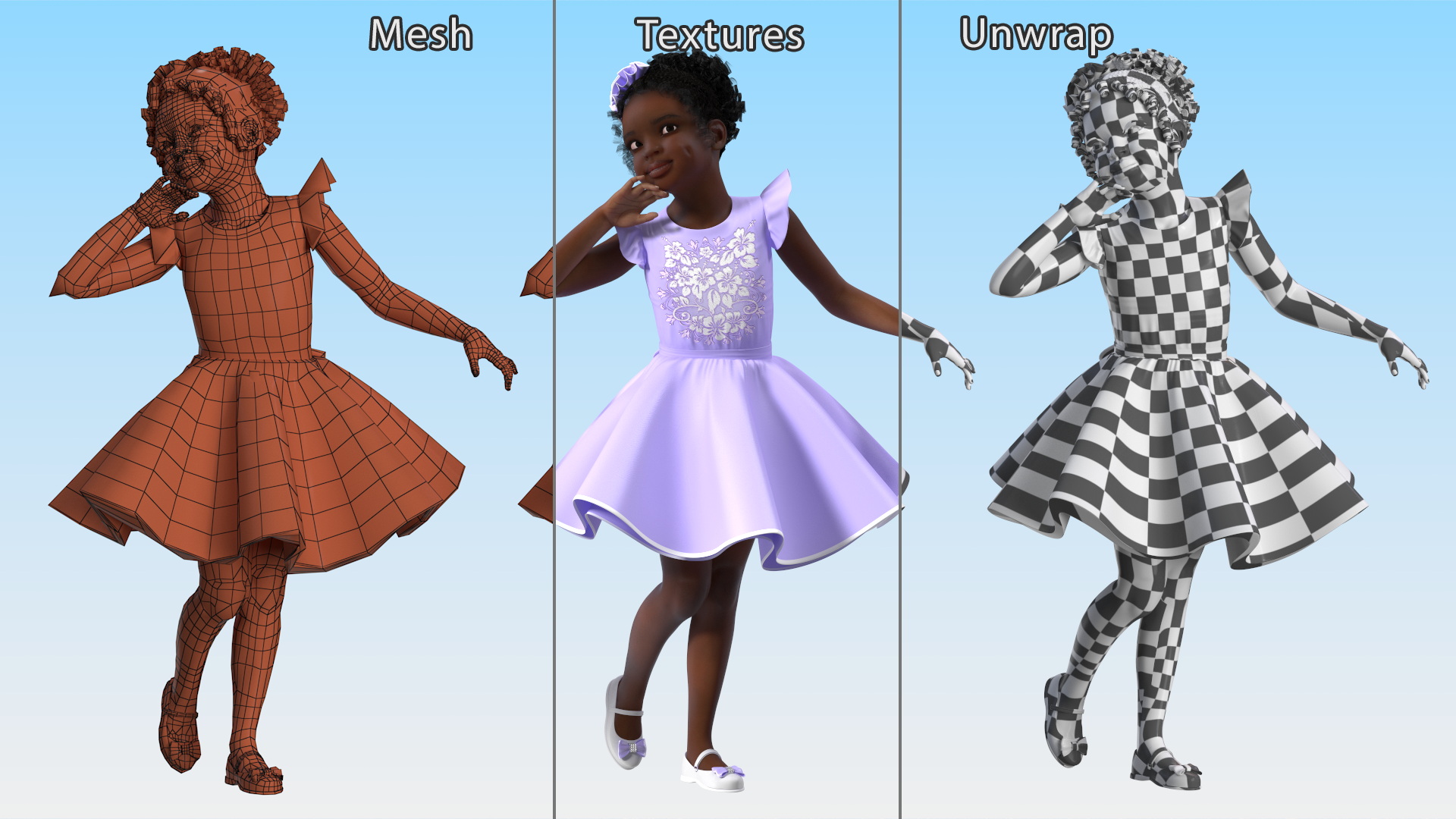 3D model Funny Child Girl in Dress