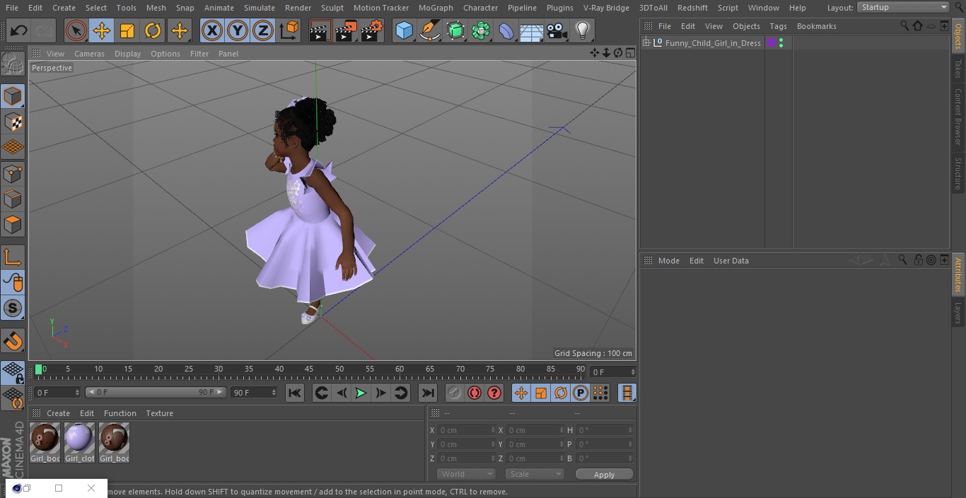 3D model Funny Child Girl in Dress