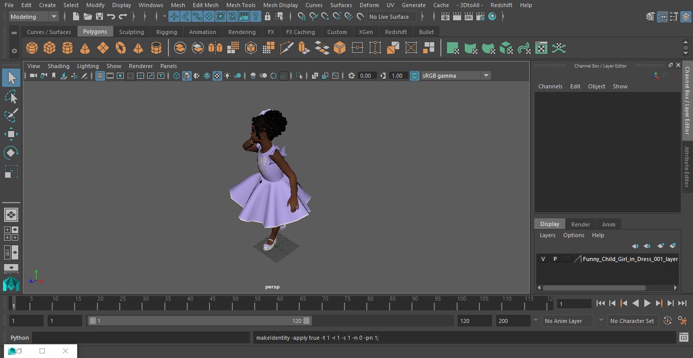 3D model Funny Child Girl in Dress