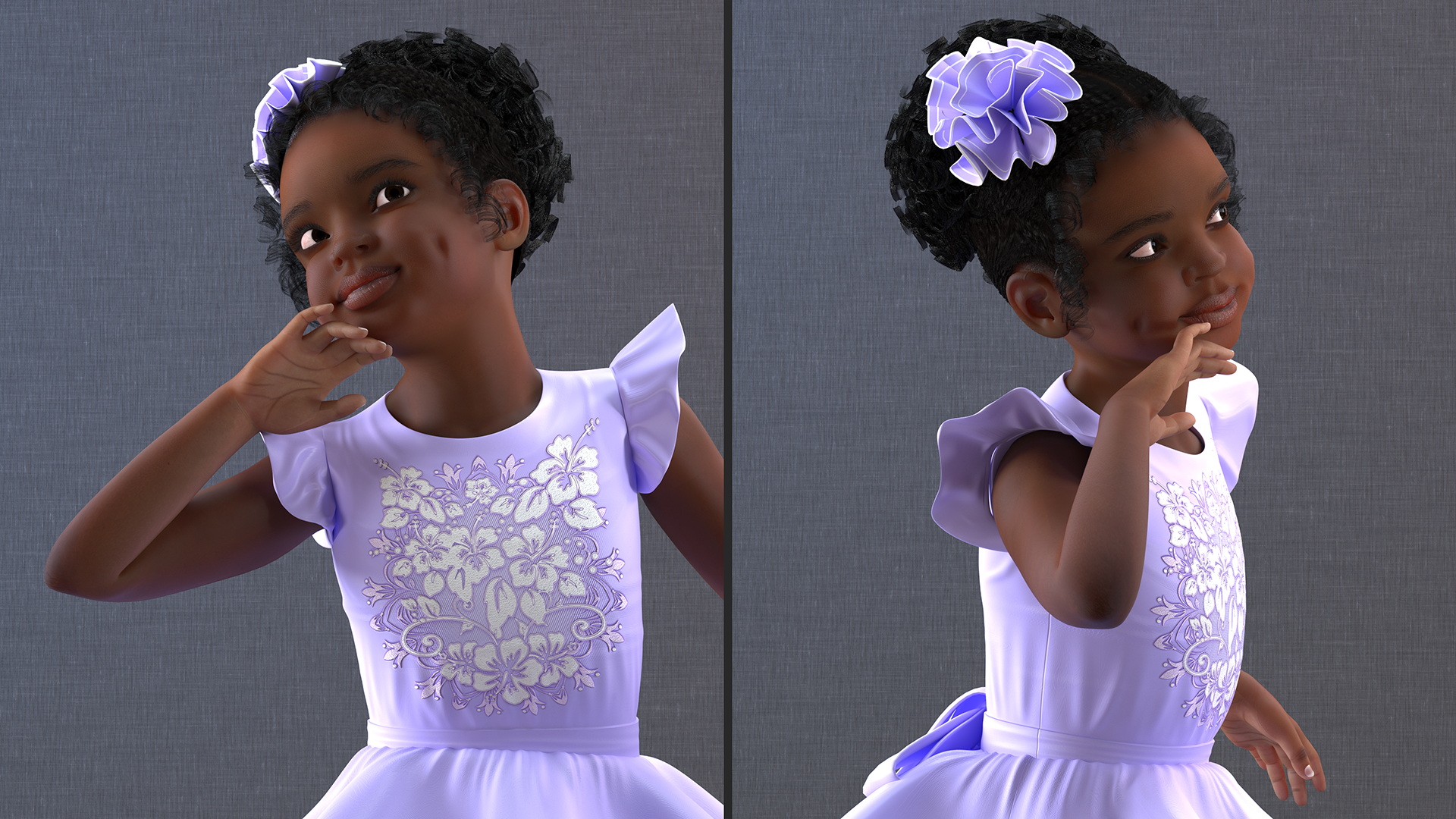 3D model Funny Child Girl in Dress