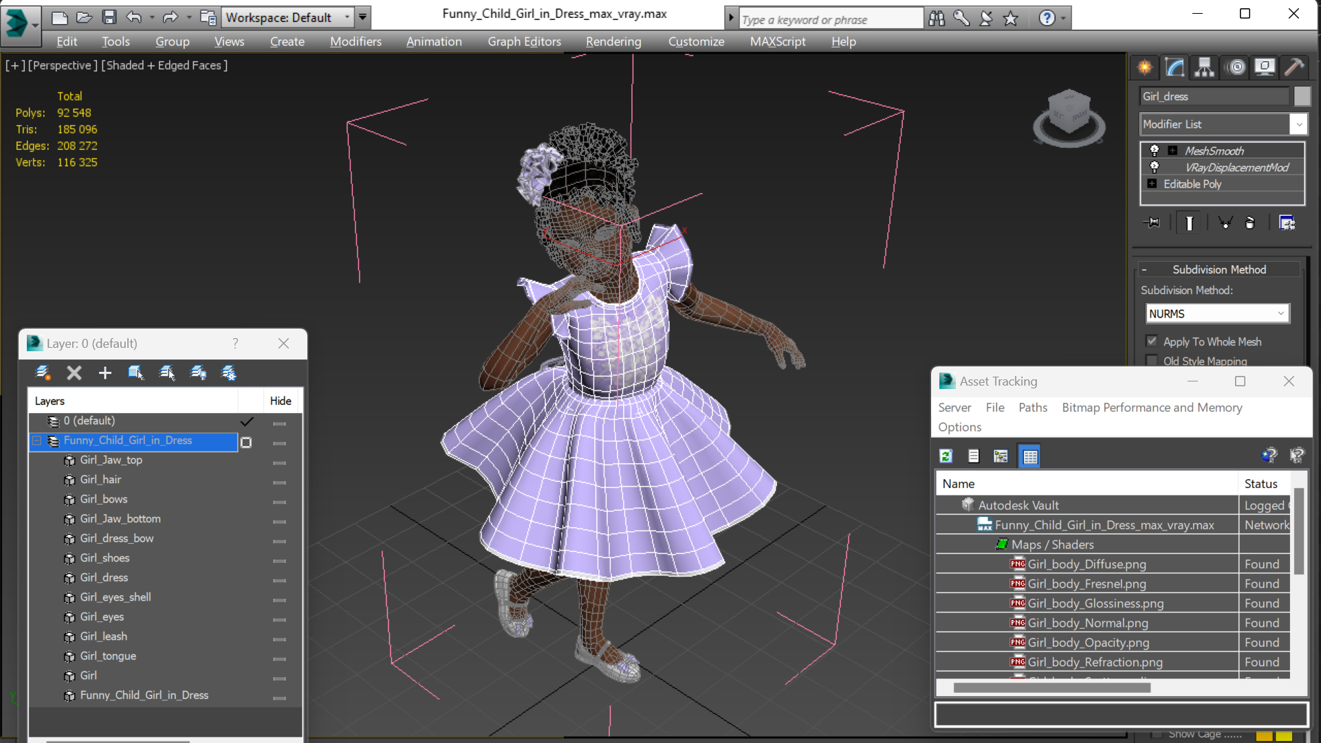 3D model Funny Child Girl in Dress
