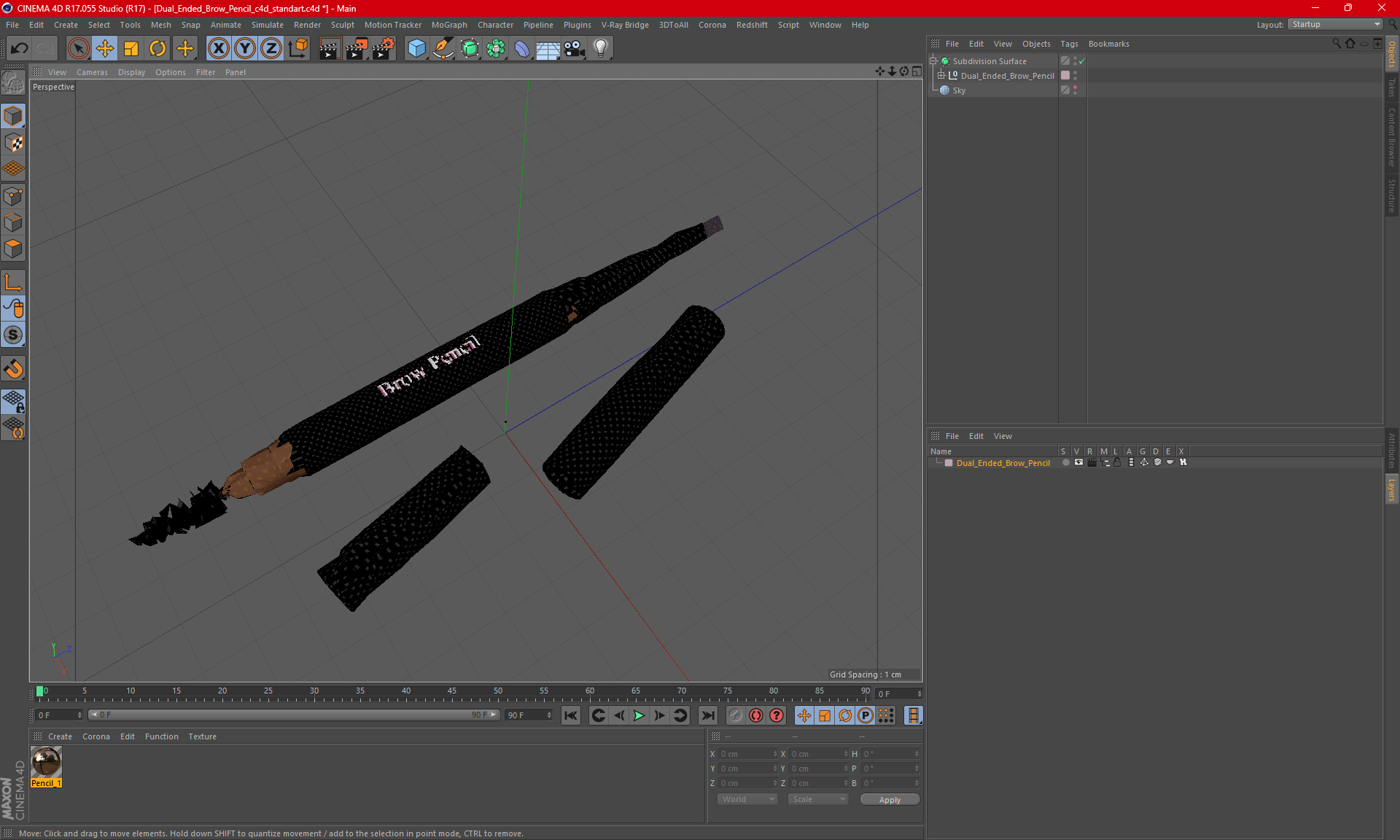 Dual Ended Brow Pencil 3D