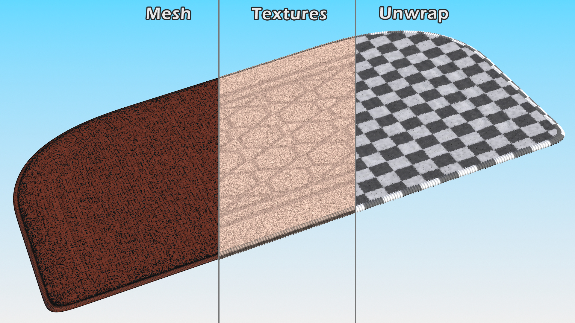 Beige Anti-Slip Floor Carpet Fur 3D