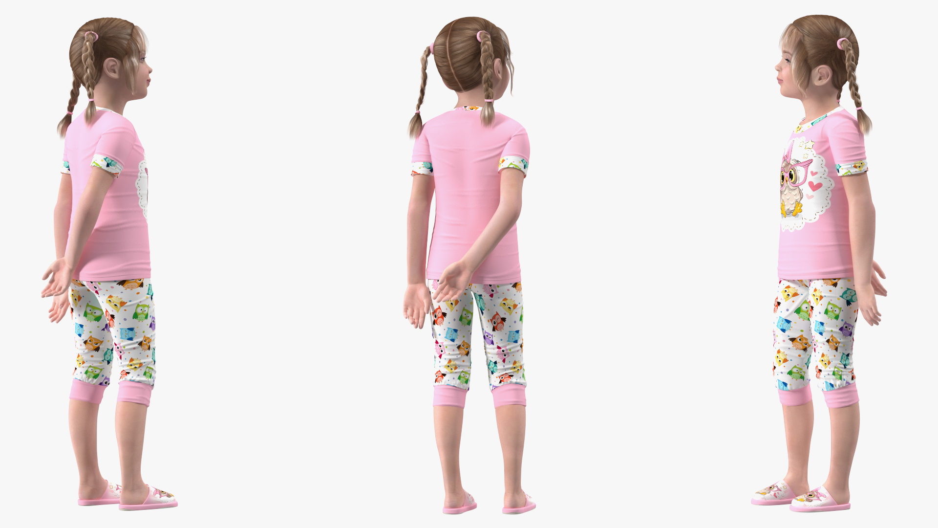 Girl Child Standing Pajamas 3D