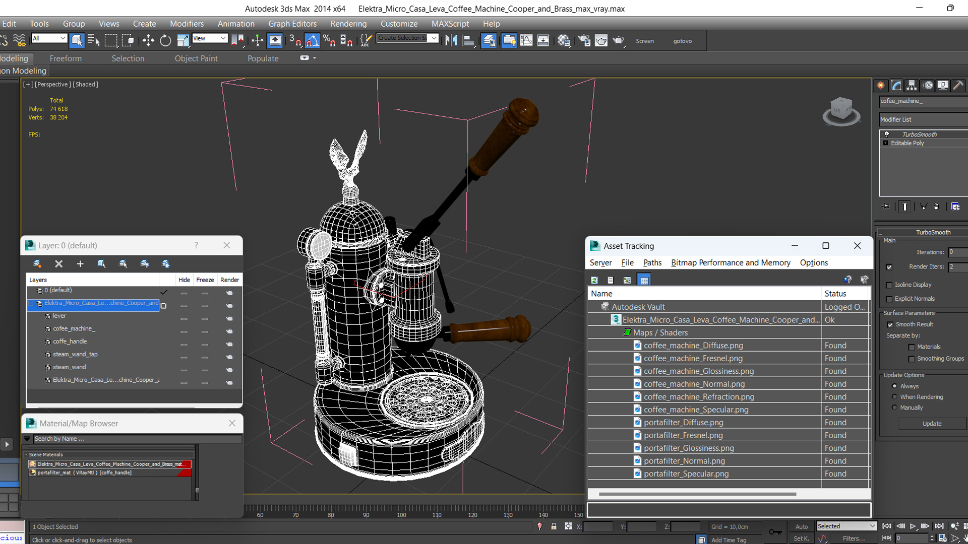 3D model Elektra Micro Casa Leva Coffee Machine Cooper and Brass