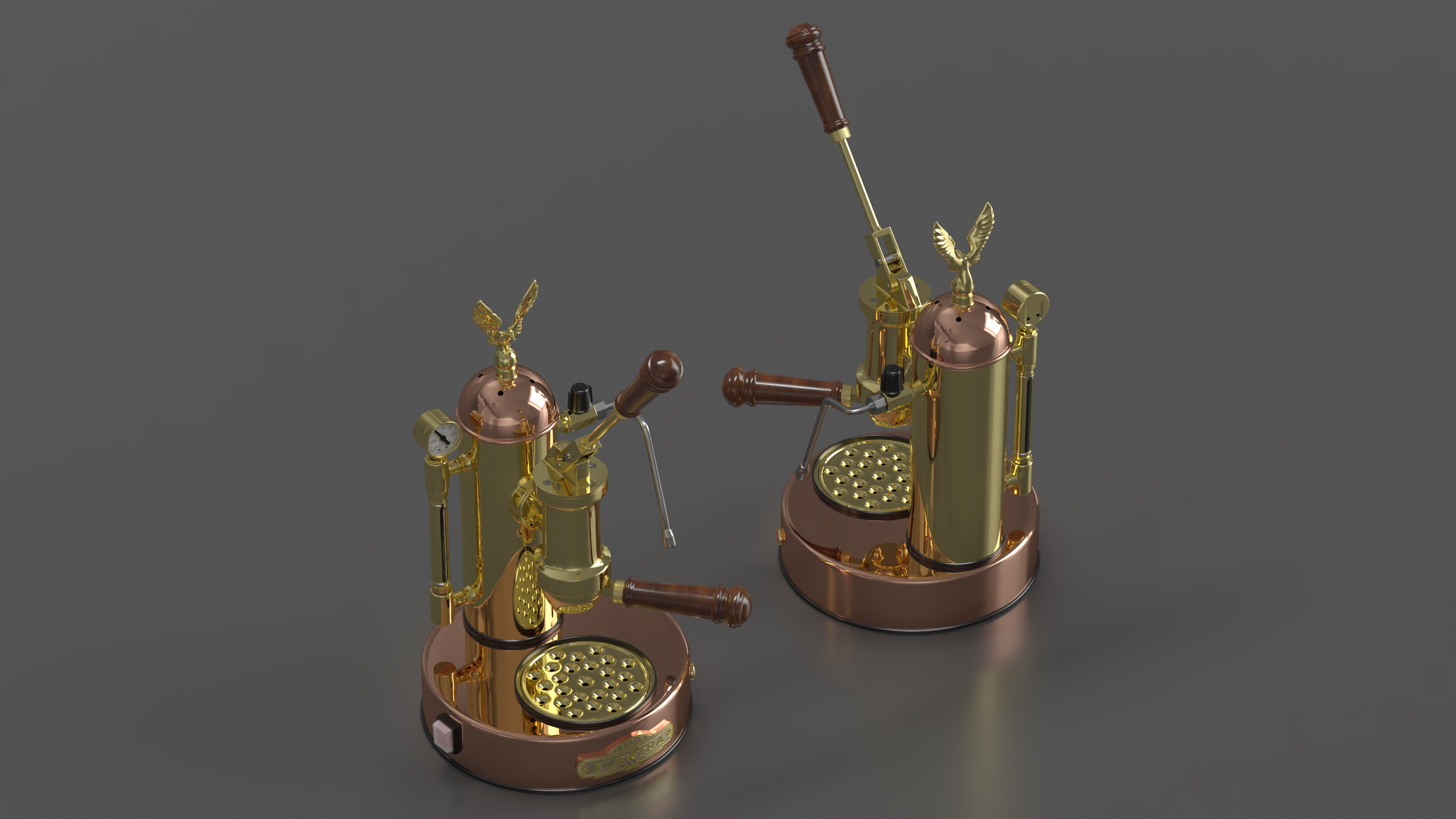3D model Elektra Micro Casa Leva Coffee Machine Cooper and Brass