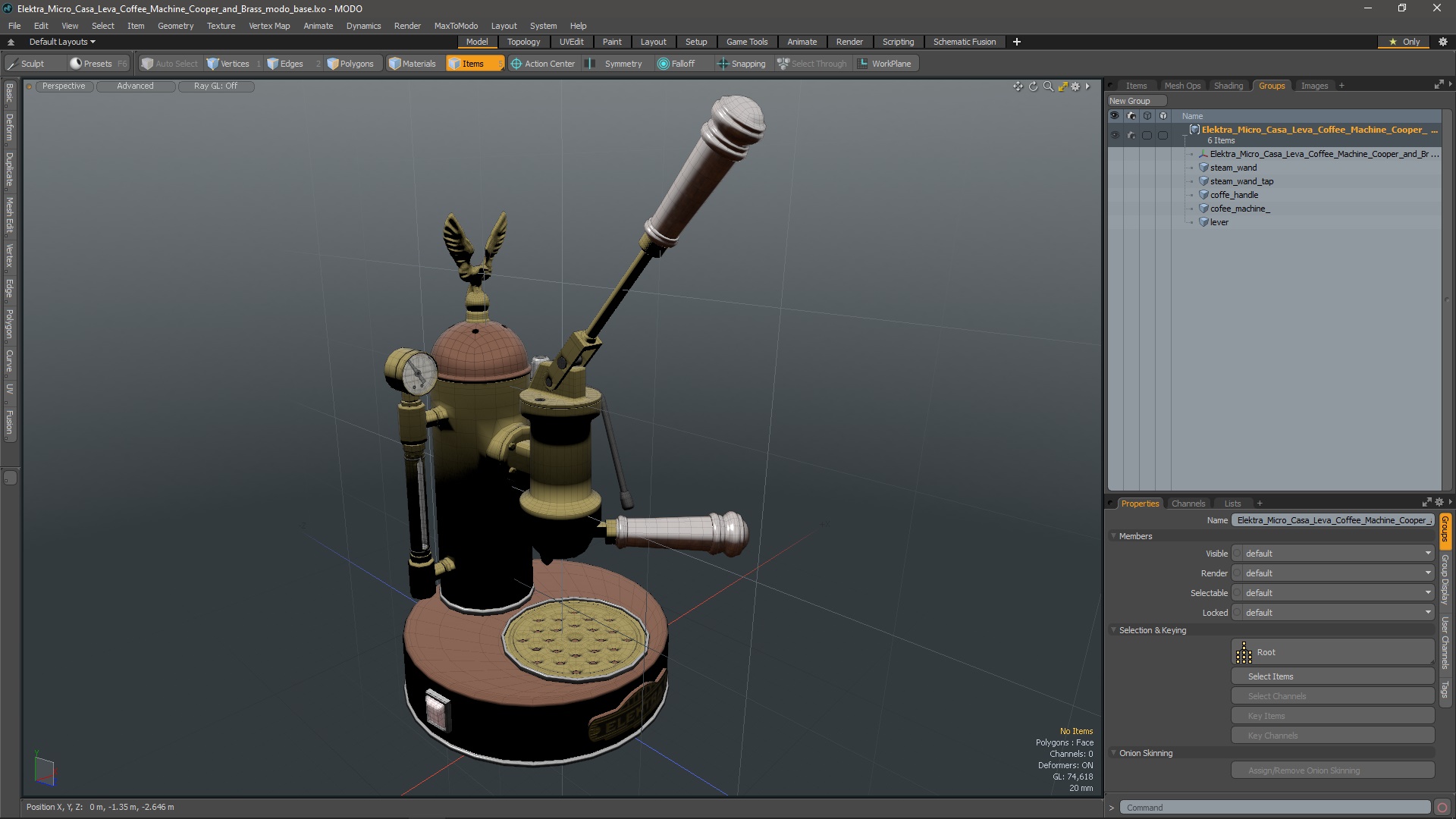 3D model Elektra Micro Casa Leva Coffee Machine Cooper and Brass