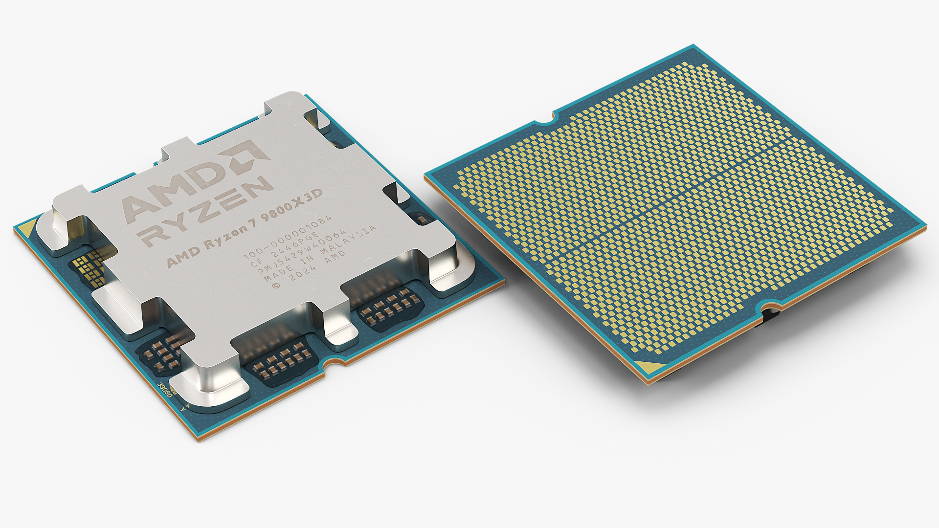 AMD Ryzen 9800x3d CPU Chip, view 3