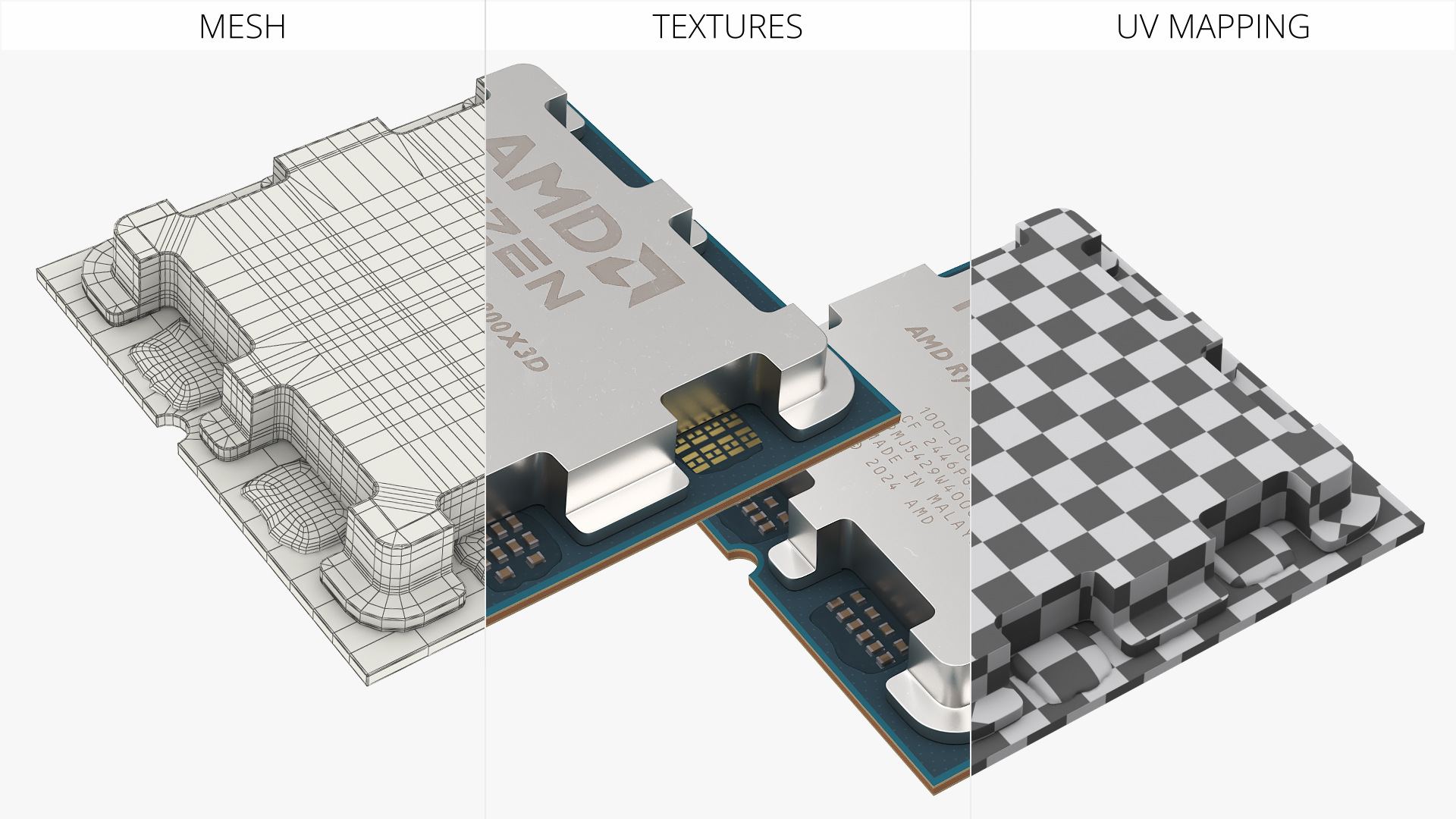 AMD Ryzen 9800x3d CPU Chip, view 9