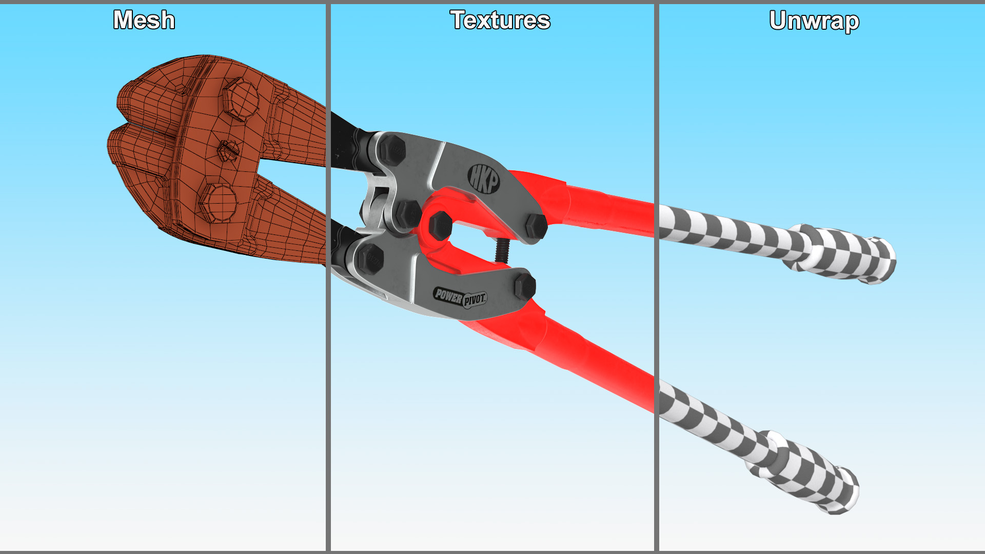 Bolt Cutter Hand Tool Red Rigged 3D
