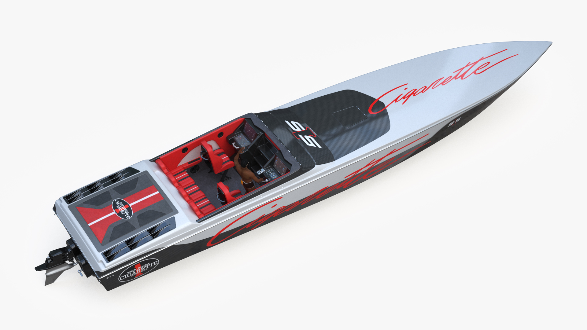 Rapid Racing Boat with Driver 3D model