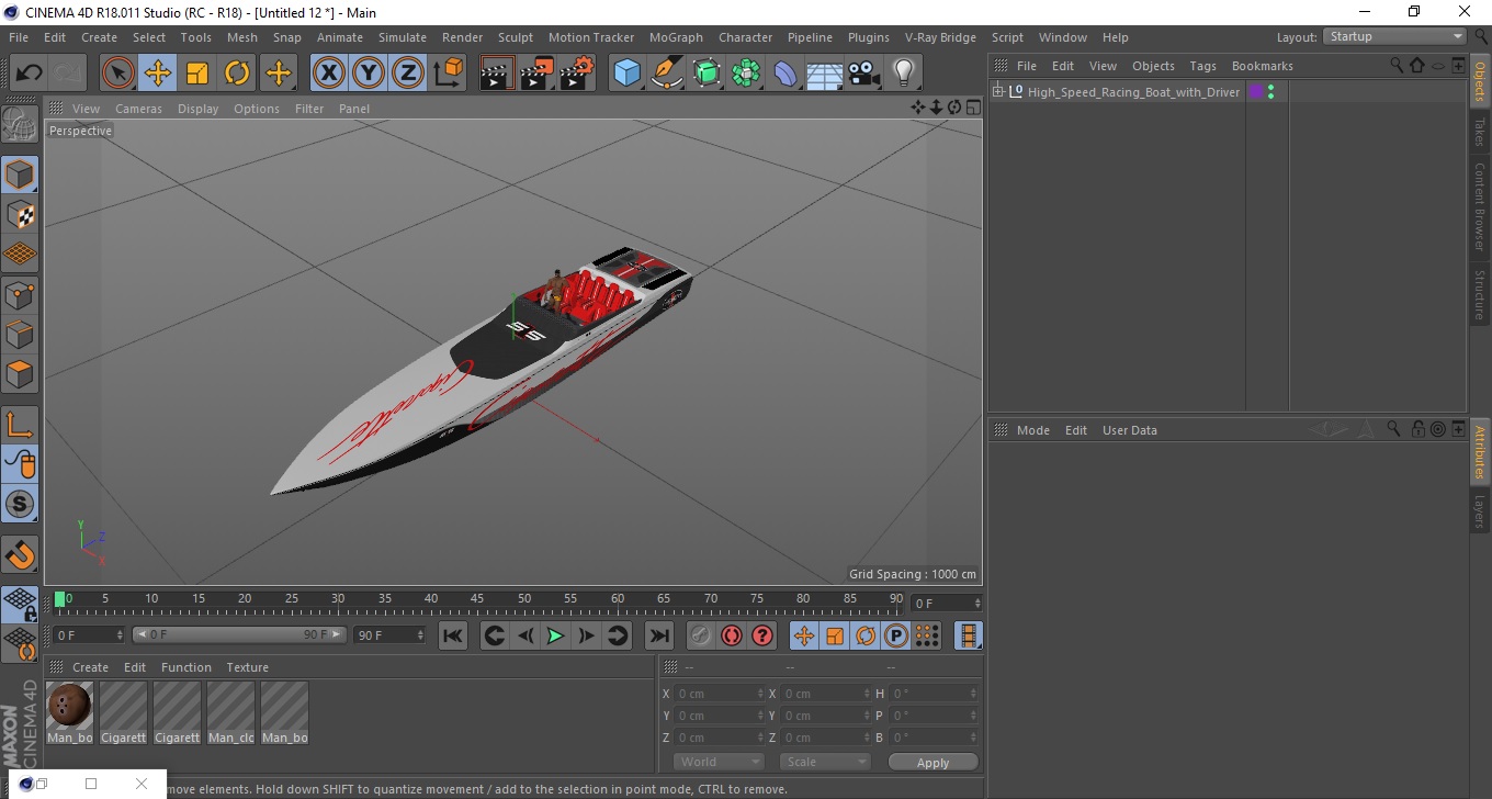 Rapid Racing Boat with Driver 3D model