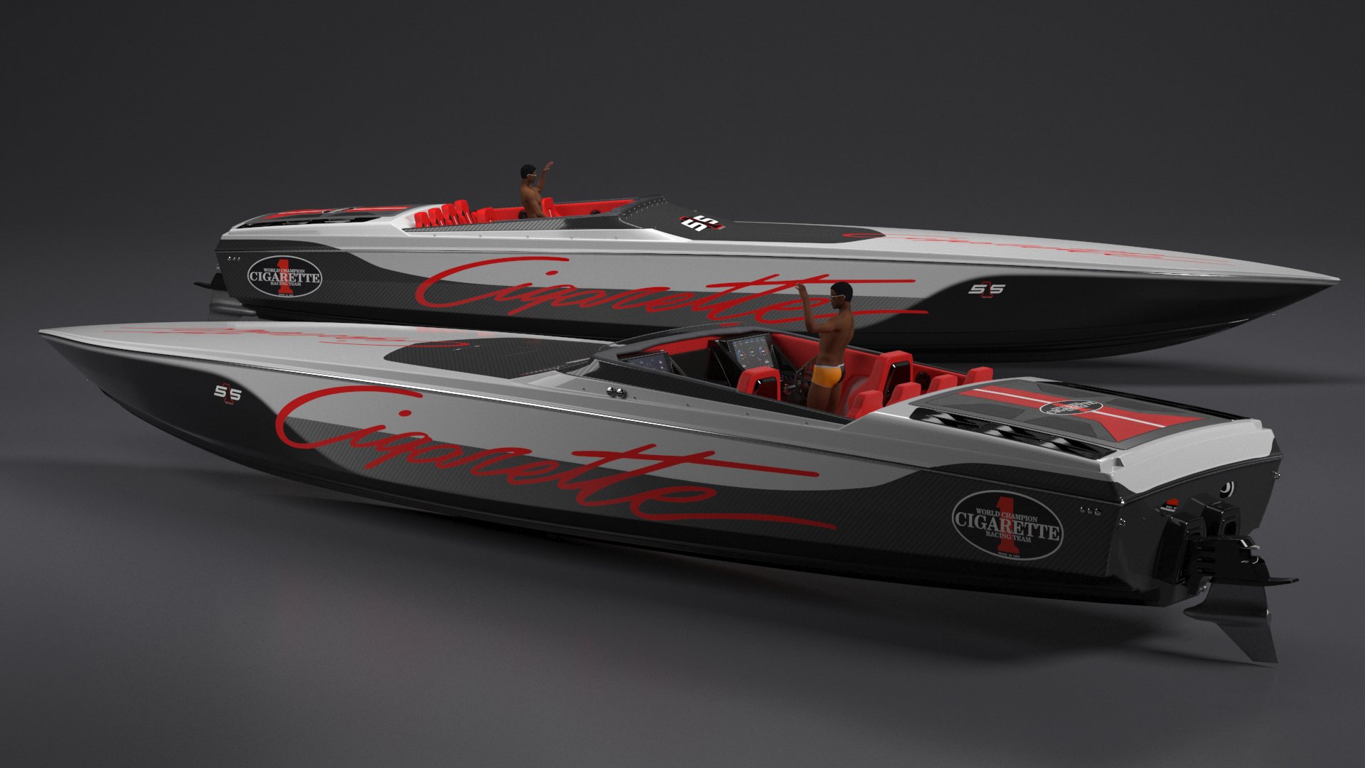 Rapid Racing Boat with Driver 3D model