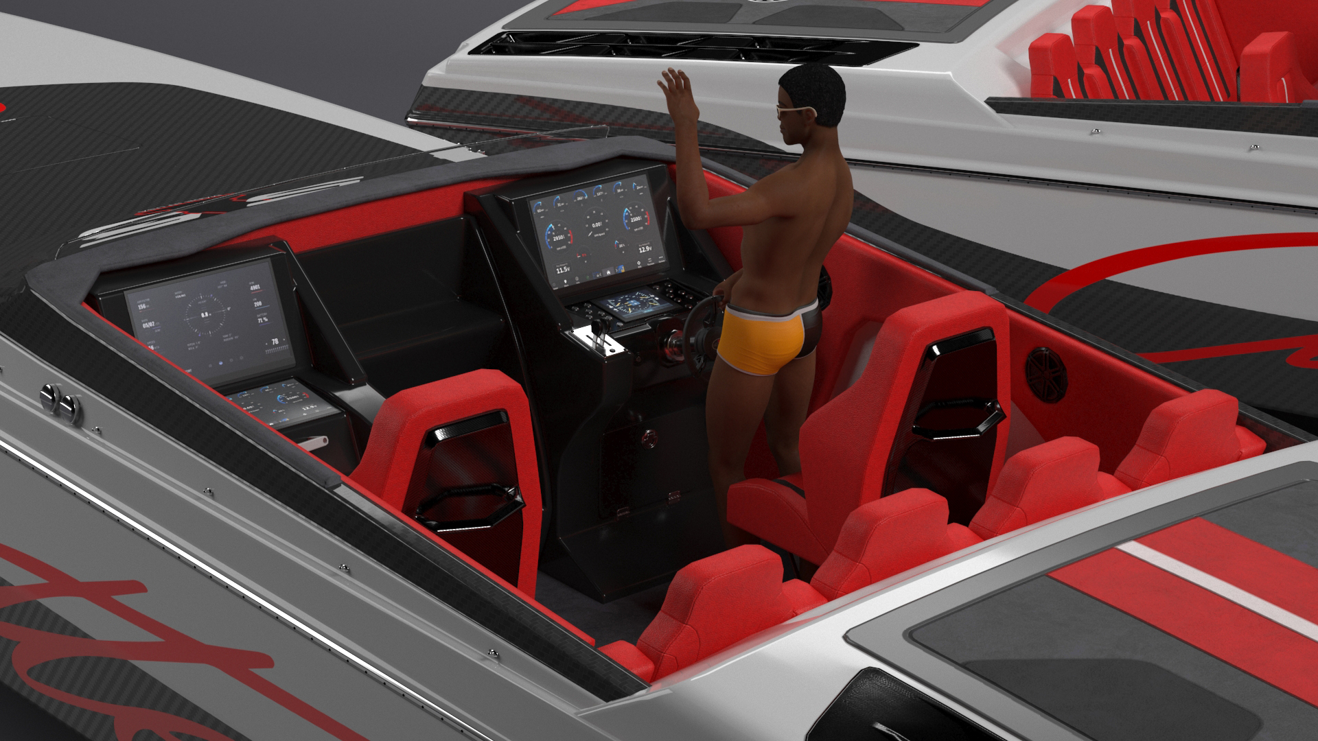 Rapid Racing Boat with Driver 3D model
