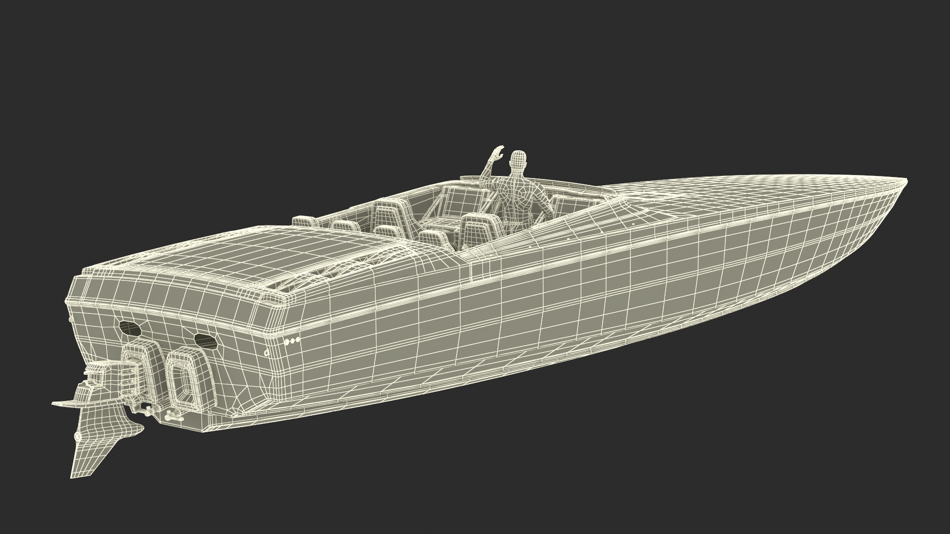 Rapid Racing Boat with Driver 3D model