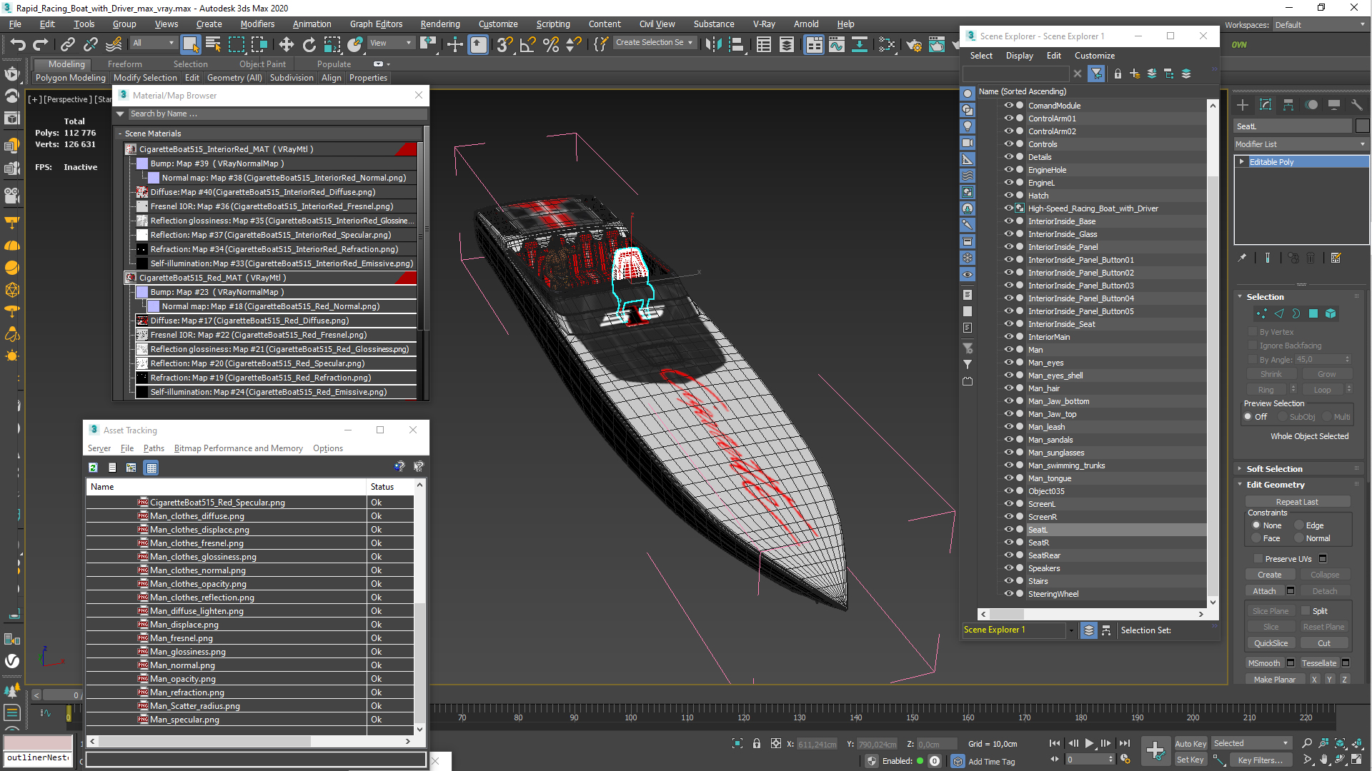 Rapid Racing Boat with Driver 3D model