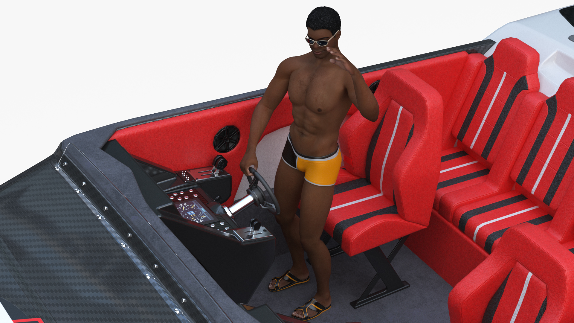 Rapid Racing Boat with Driver 3D model