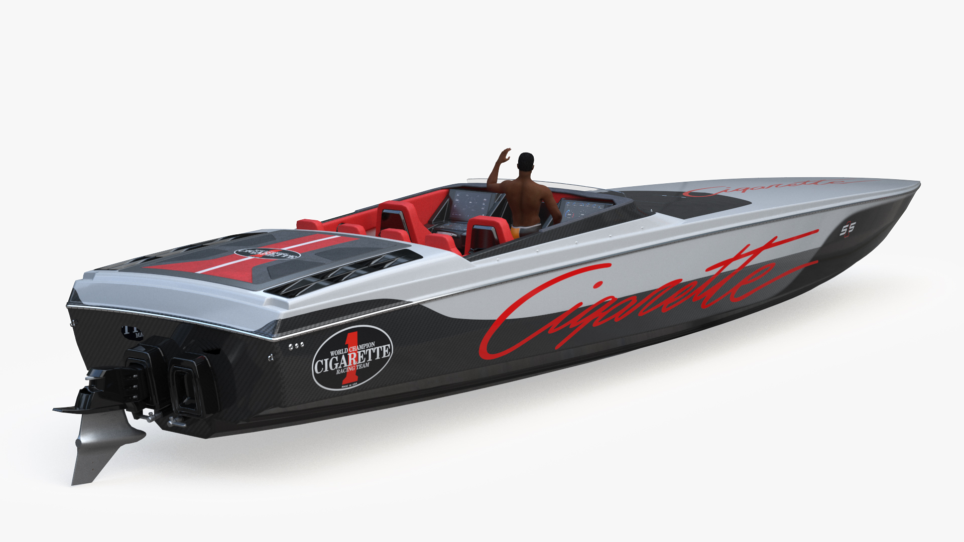 Rapid Racing Boat with Driver 3D model