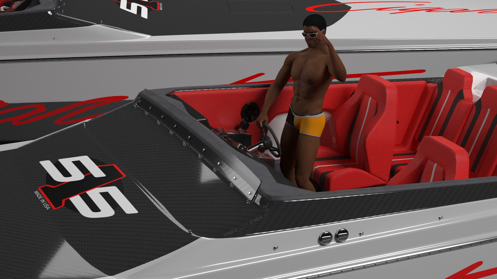 Rapid Racing Boat with Driver 3D model