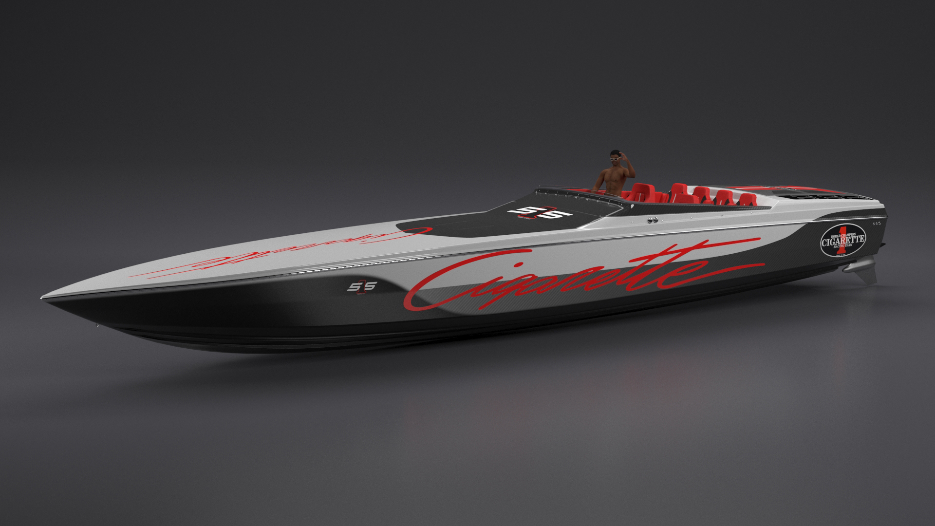 Rapid Racing Boat with Driver 3D model