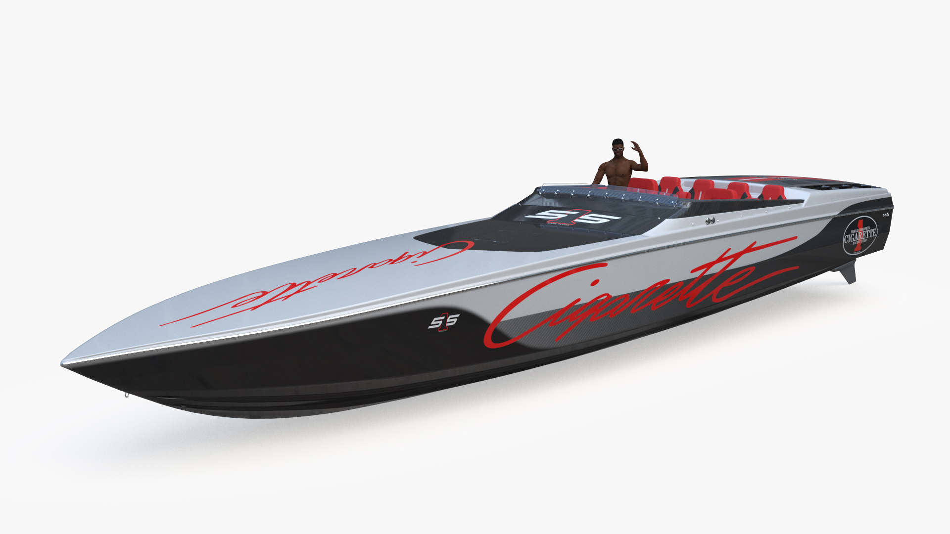 Rapid Racing Boat with Driver 3D model