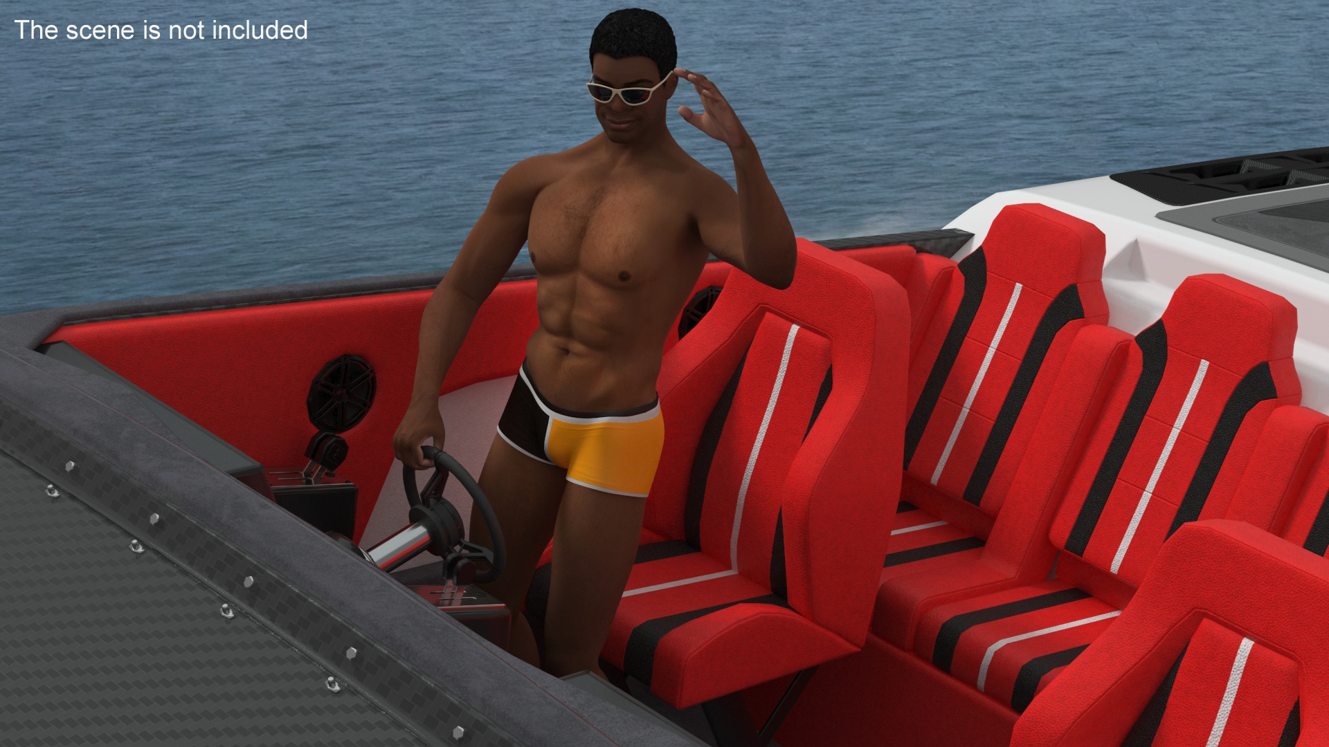 Rapid Racing Boat with Driver 3D model