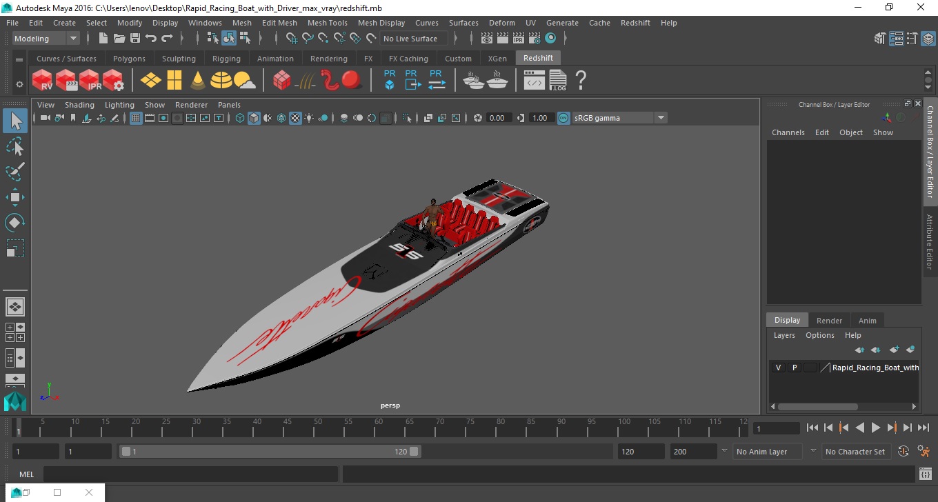 Rapid Racing Boat with Driver 3D model