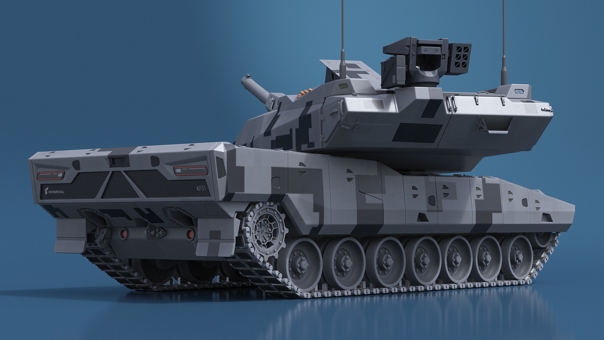 KF 51 Panther Main Battle Tank Rigged 3D