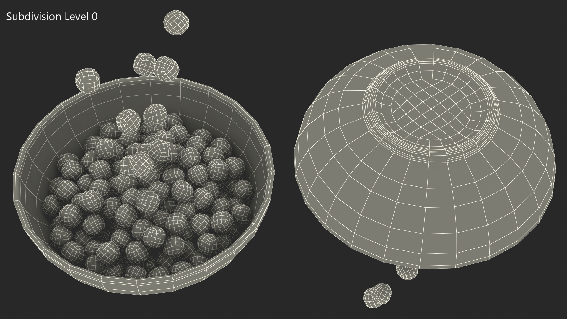 Colorful Cereal Balls Falling into Bowl 3D model