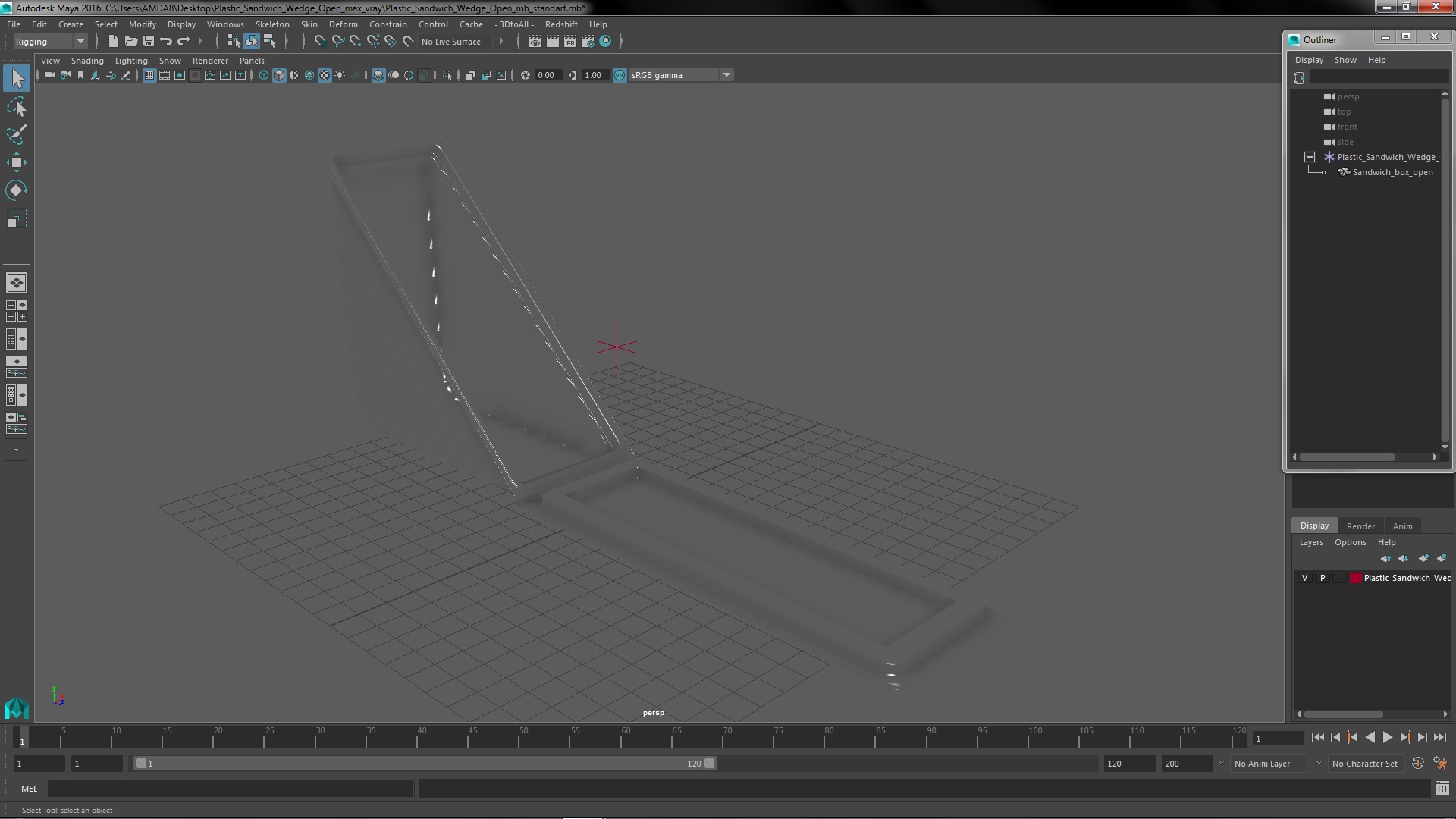 Plastic Sandwich Wedge Open 3D