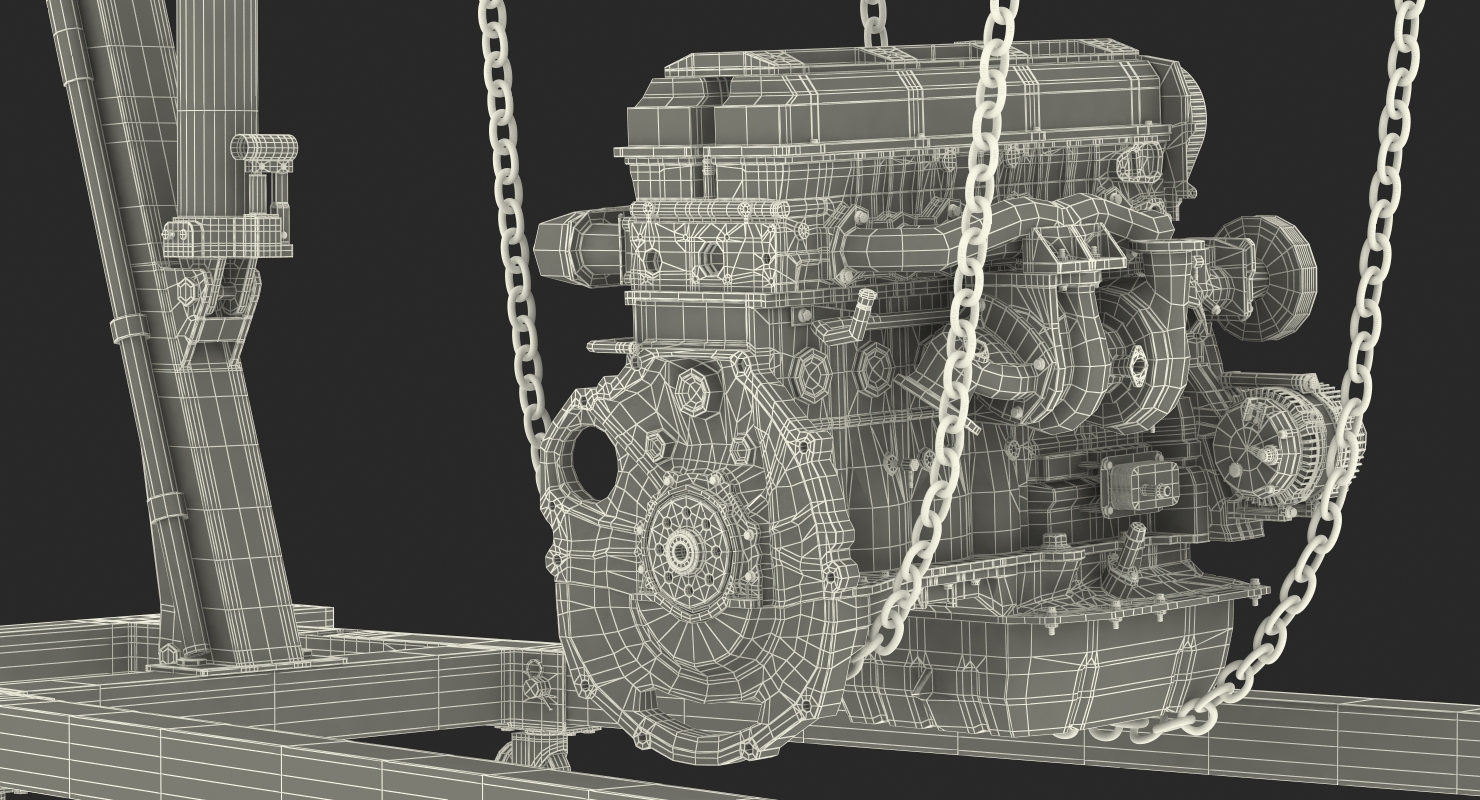 Shop Crane with Engine 3D