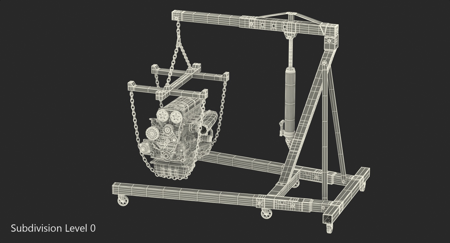 Shop Crane with Engine 3D