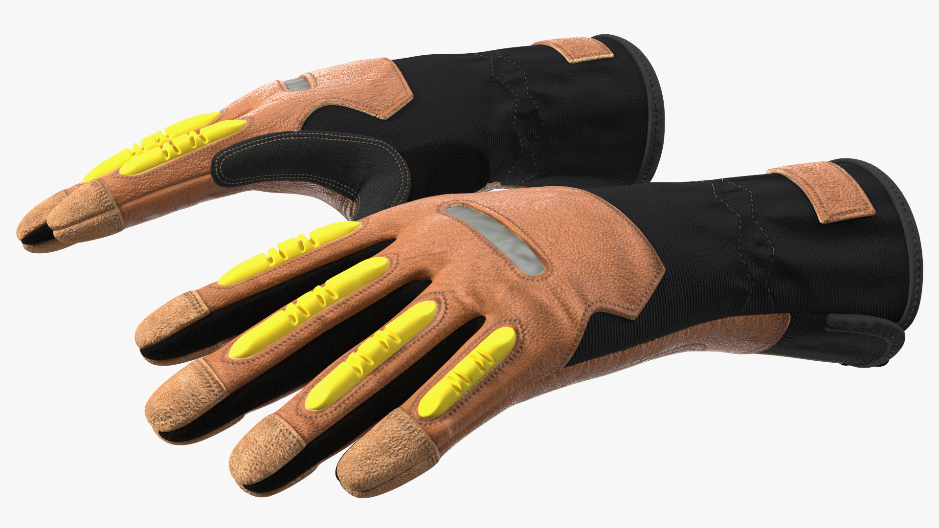 Safety Leather Neoprene Gloves with Knuckle Guards Rigged 3D