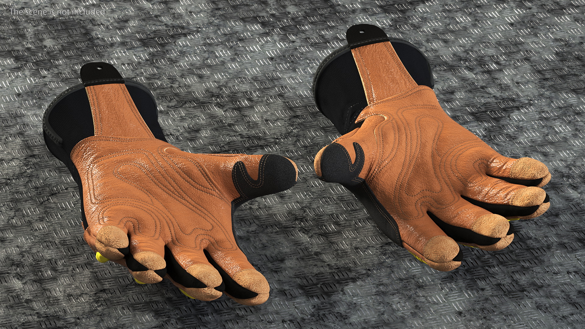 Safety Leather Neoprene Gloves with Knuckle Guards Rigged 3D