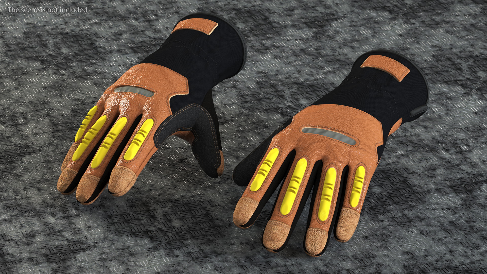 Safety Leather Neoprene Gloves with Knuckle Guards Rigged 3D