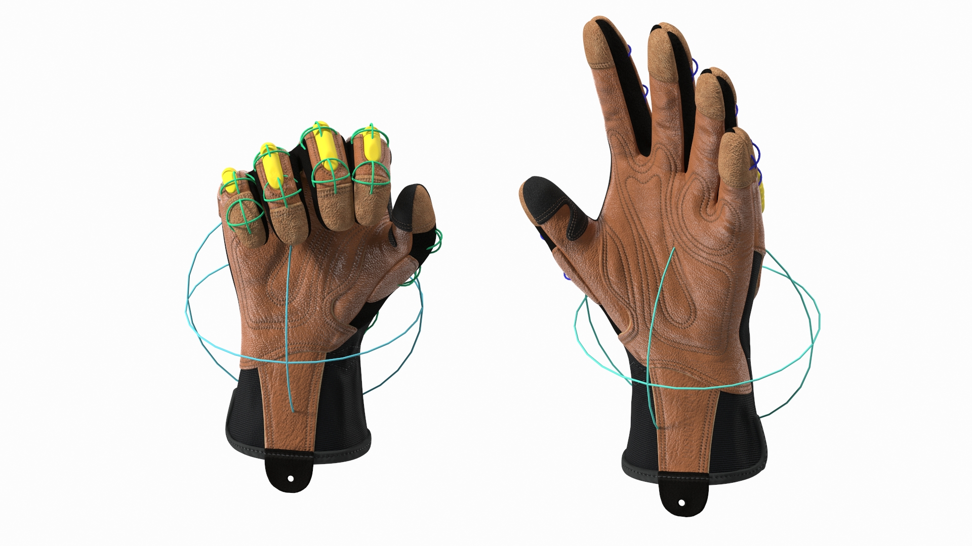 Safety Leather Neoprene Gloves with Knuckle Guards Rigged 3D