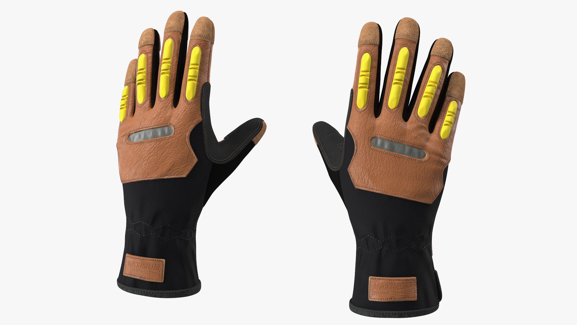 Safety Leather Neoprene Gloves with Knuckle Guards Rigged 3D