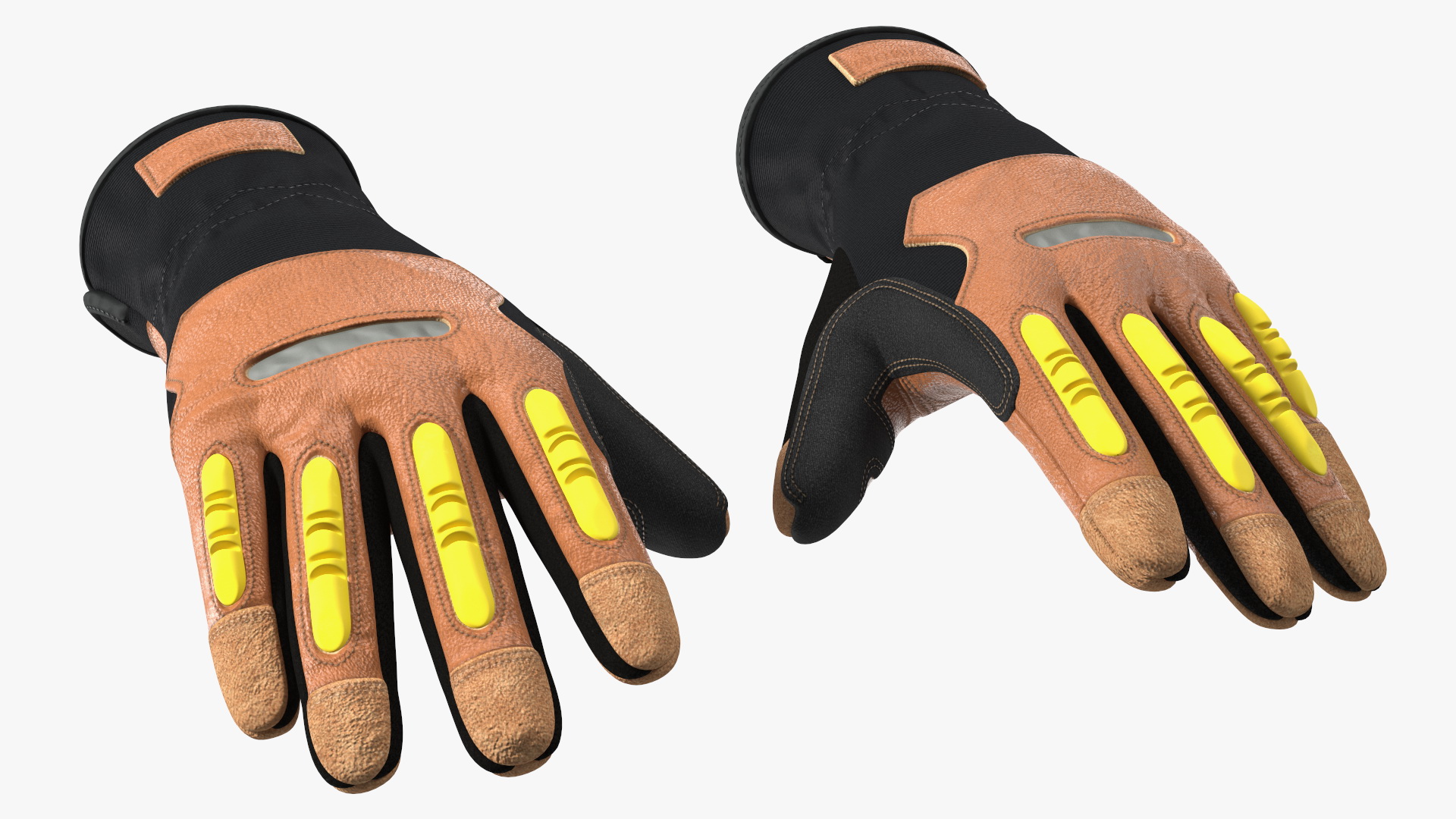Safety Leather Neoprene Gloves with Knuckle Guards Rigged 3D