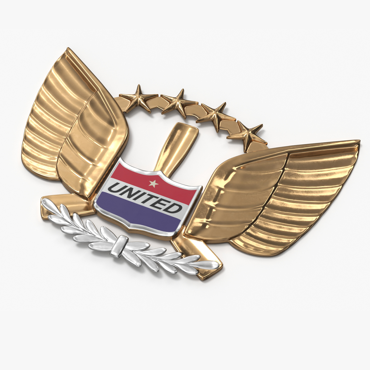 United Airlines Pilot Wing Insignia 3D model preview