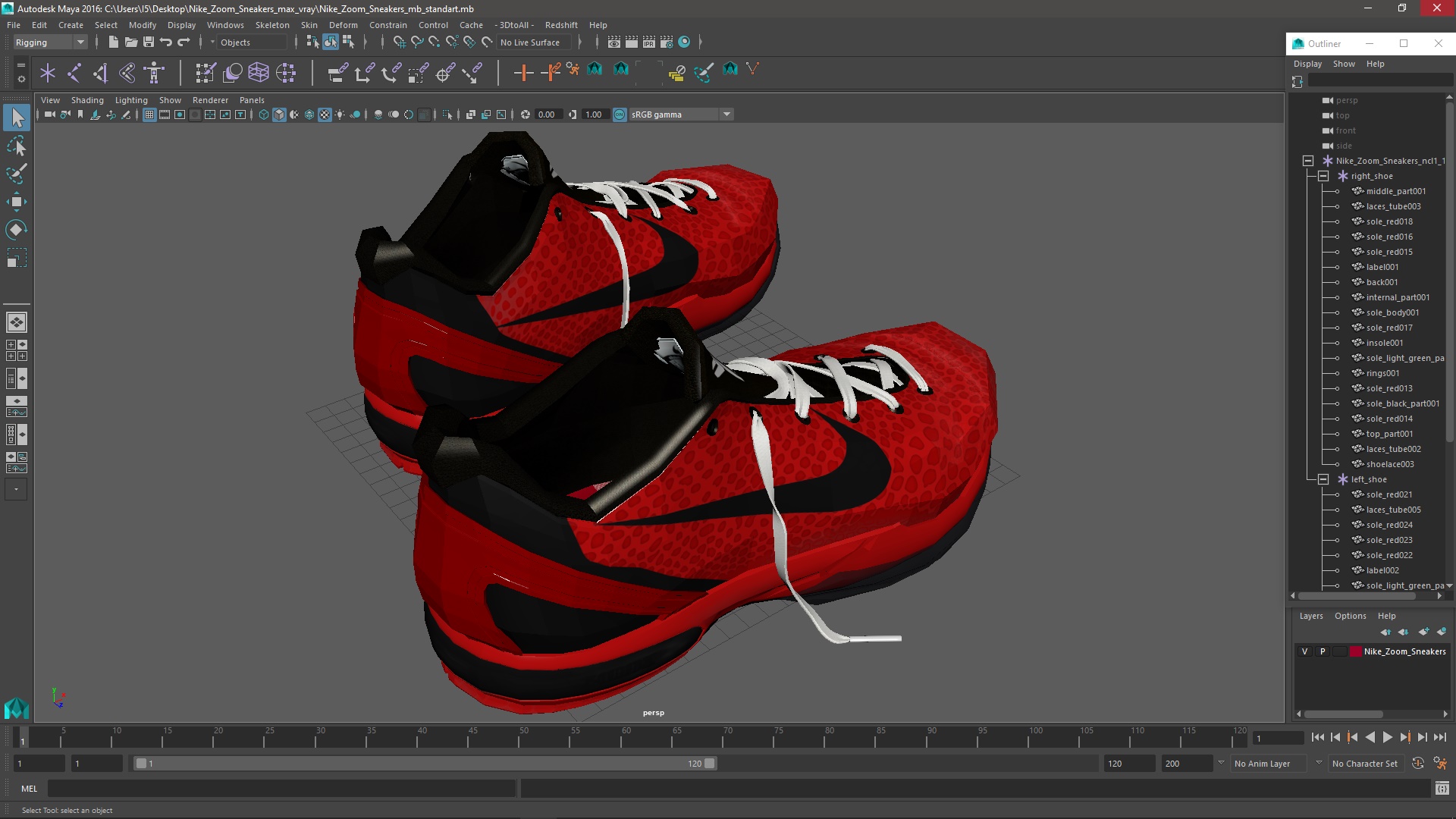 3D Nike Zoom Sneakers model