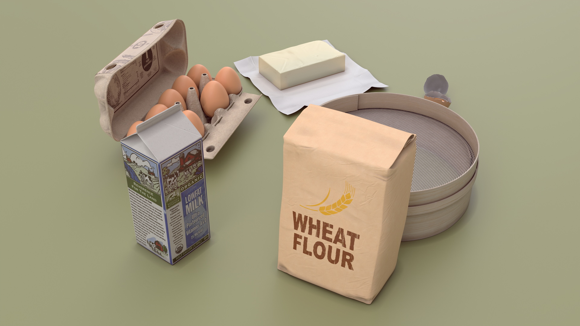 Baking Tool and Products 3D model