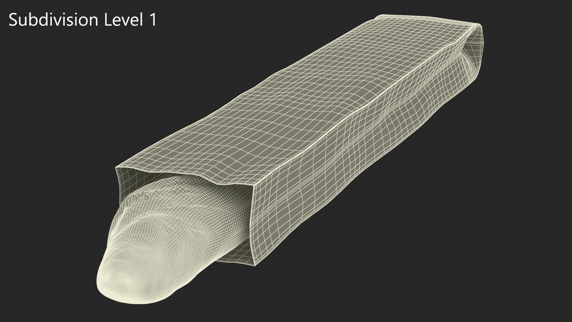 Kraft Paper Bag with Baguette 3D model