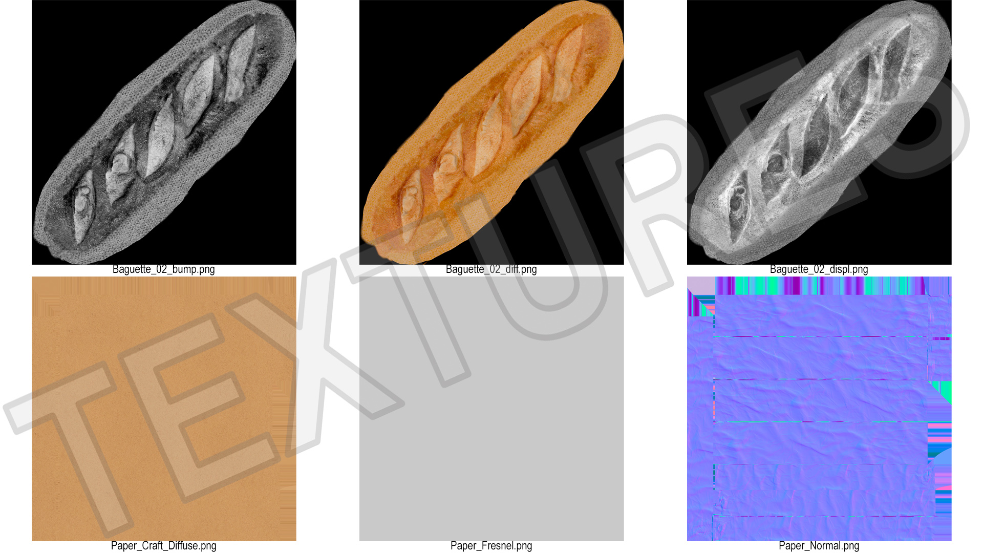 Kraft Paper Bag with Baguette 3D model