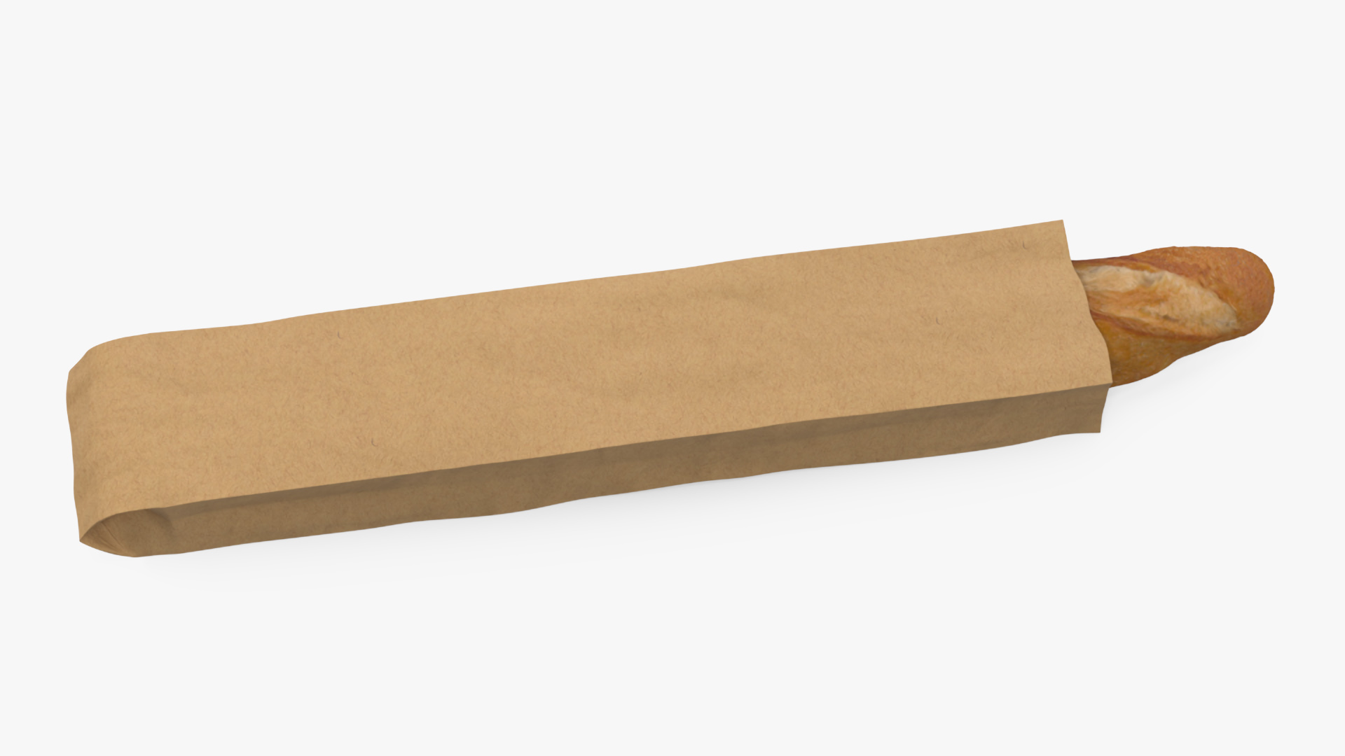 Kraft Paper Bag with Baguette 3D model