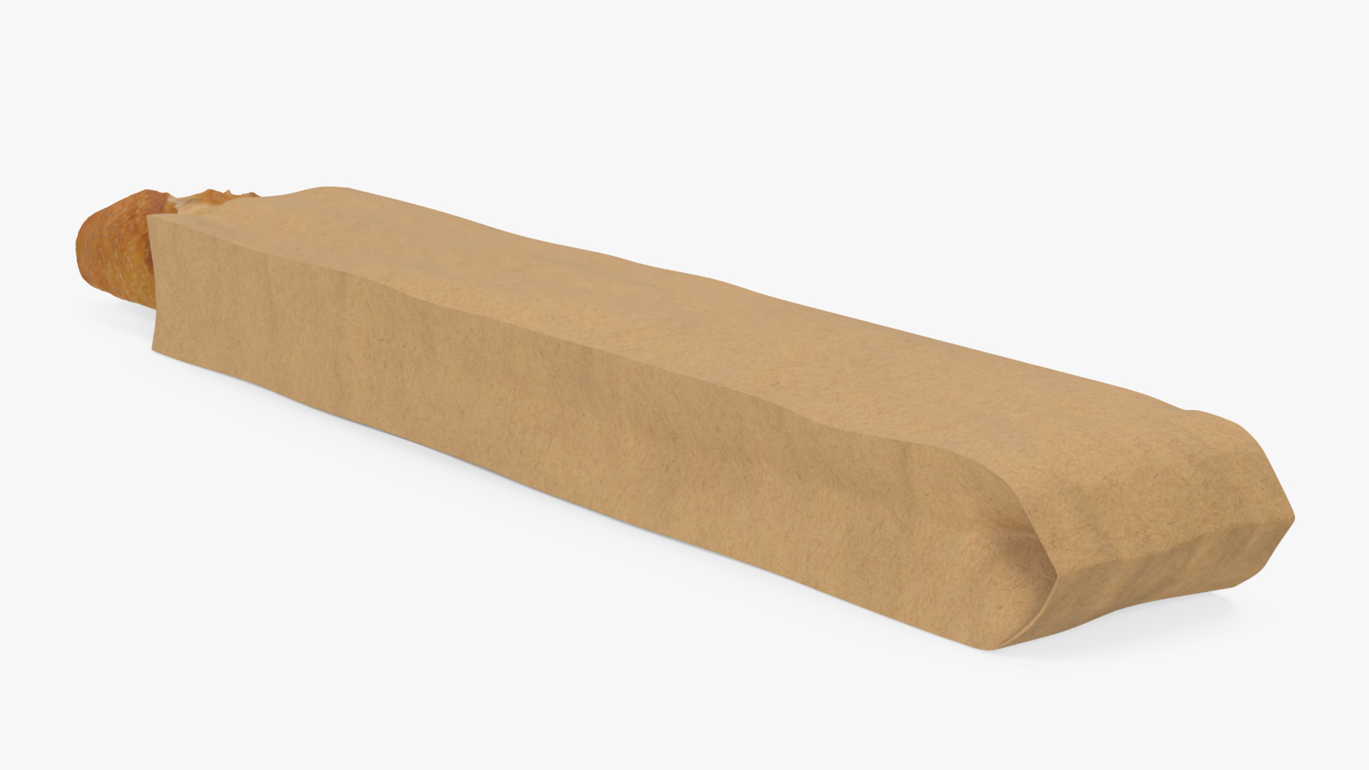 Kraft Paper Bag with Baguette 3D model